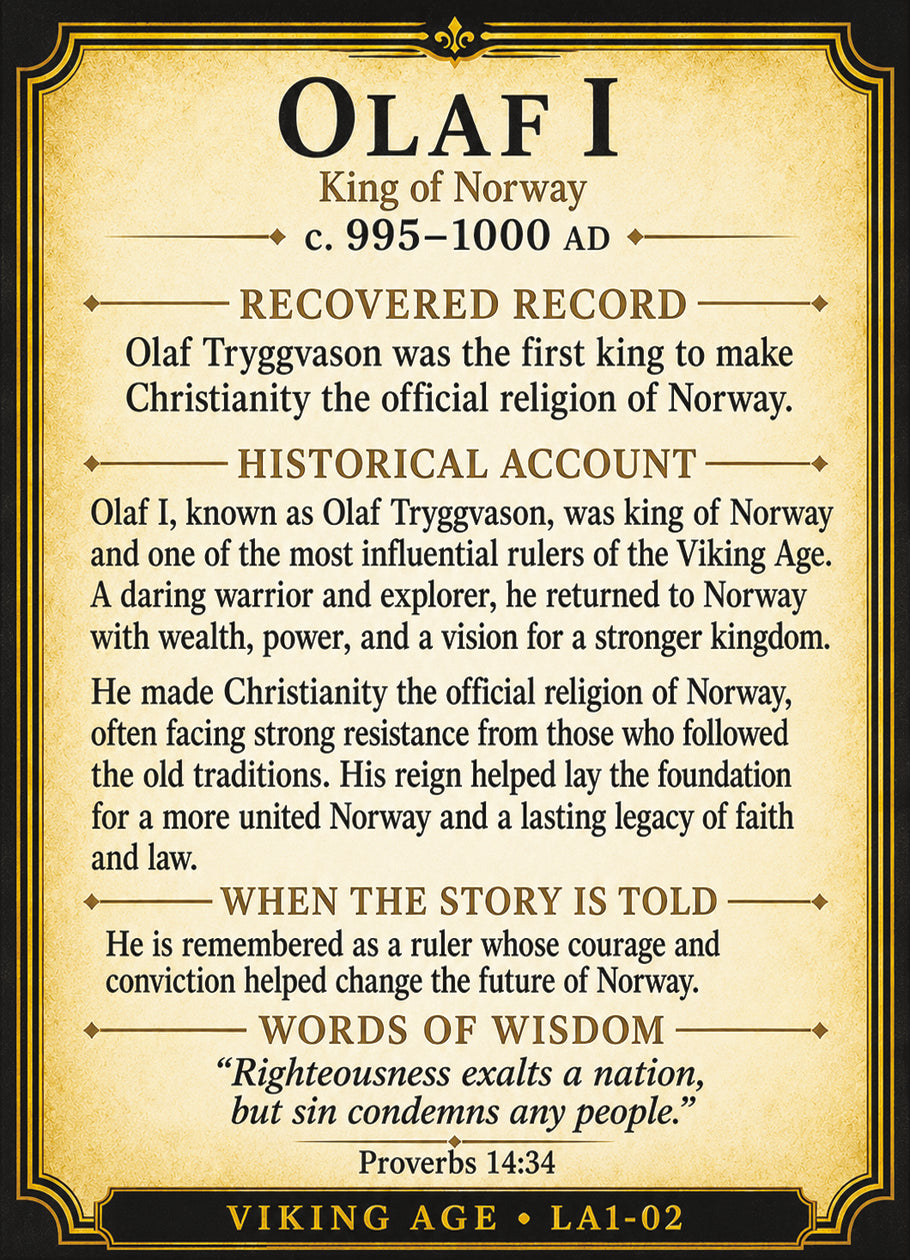 King Olaf I Tryggvason – Vikings Series | Official Renaissance Collector Card
