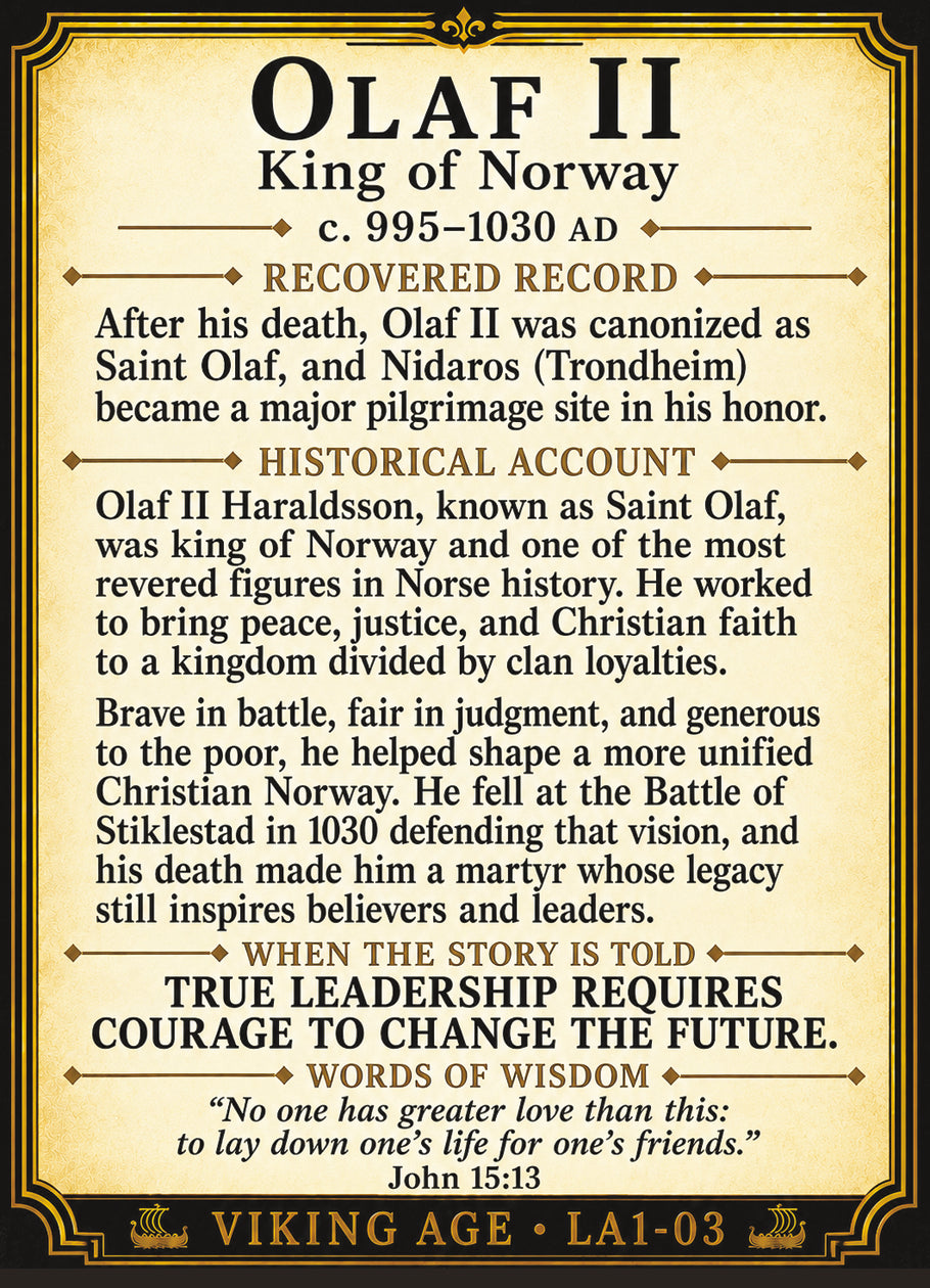 King Olaf II Haraldsson (Saint Olaf) – Vikings Series | Official Renaissance Collector Card
