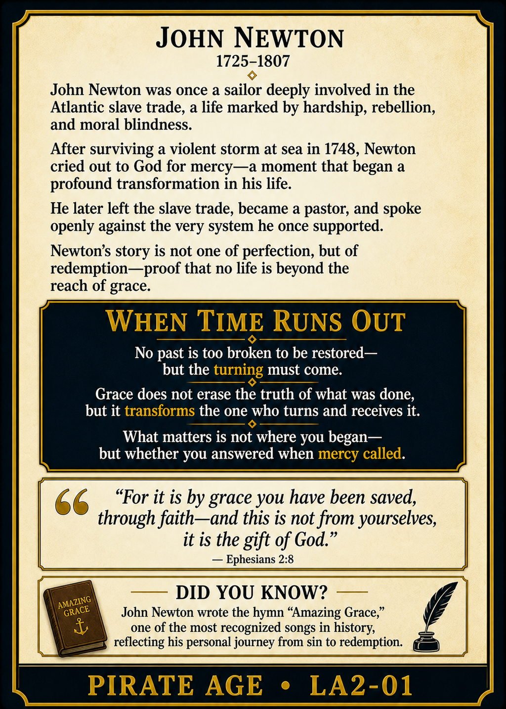 John Newton – Pirates Series | Official Renaissance Collector Card