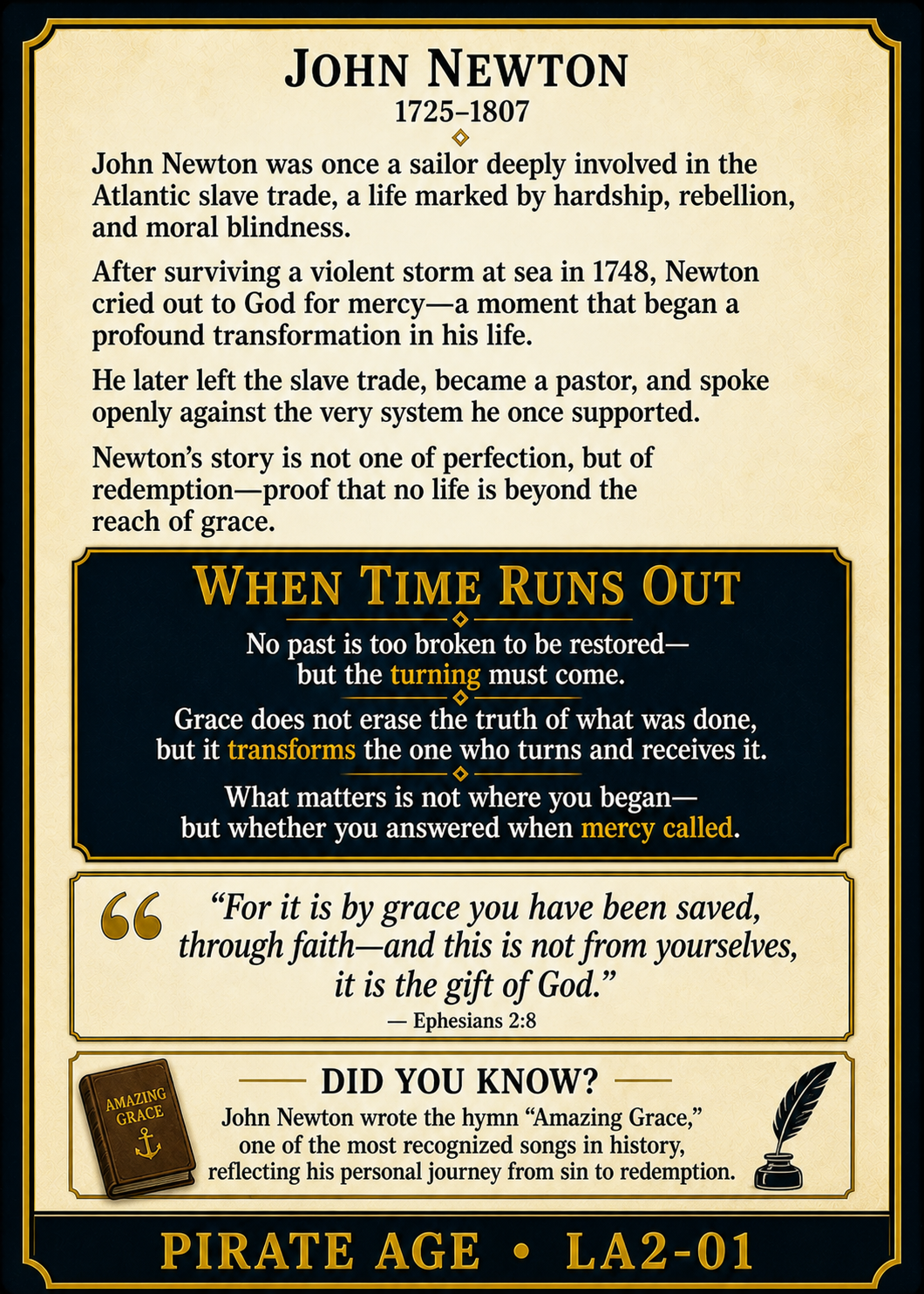 John Newton – Pirates Series | Official Renaissance Collector Card