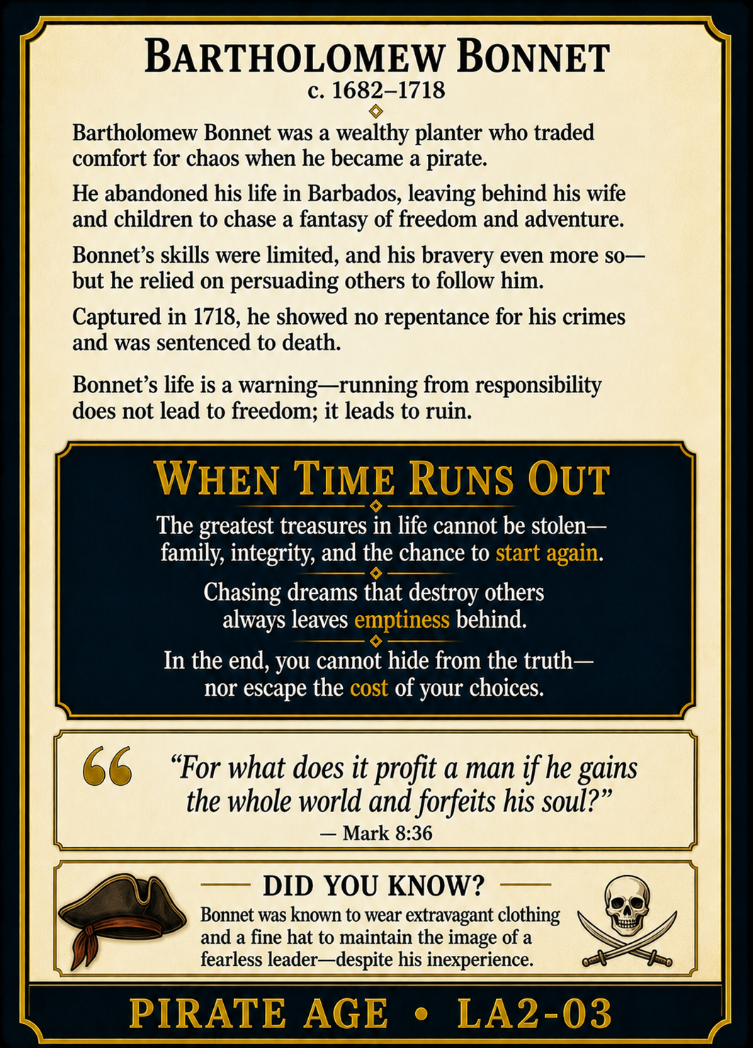 Stede Bonnet – Pirates Series | Official Renaissance Collector Card