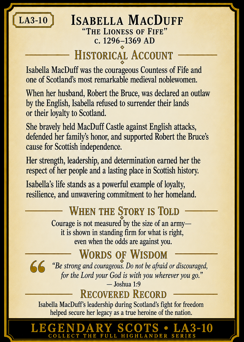 Isabella MacDuff – Legendary Scots Series | Official Renaissance Collector Card