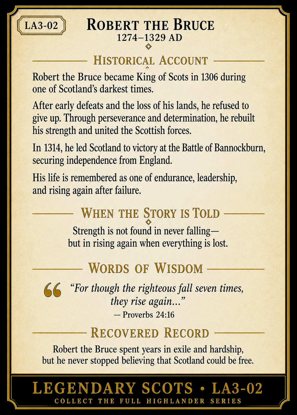 Robert the Bruce – Legendary Scots Series | Official Renaissance Collector Card