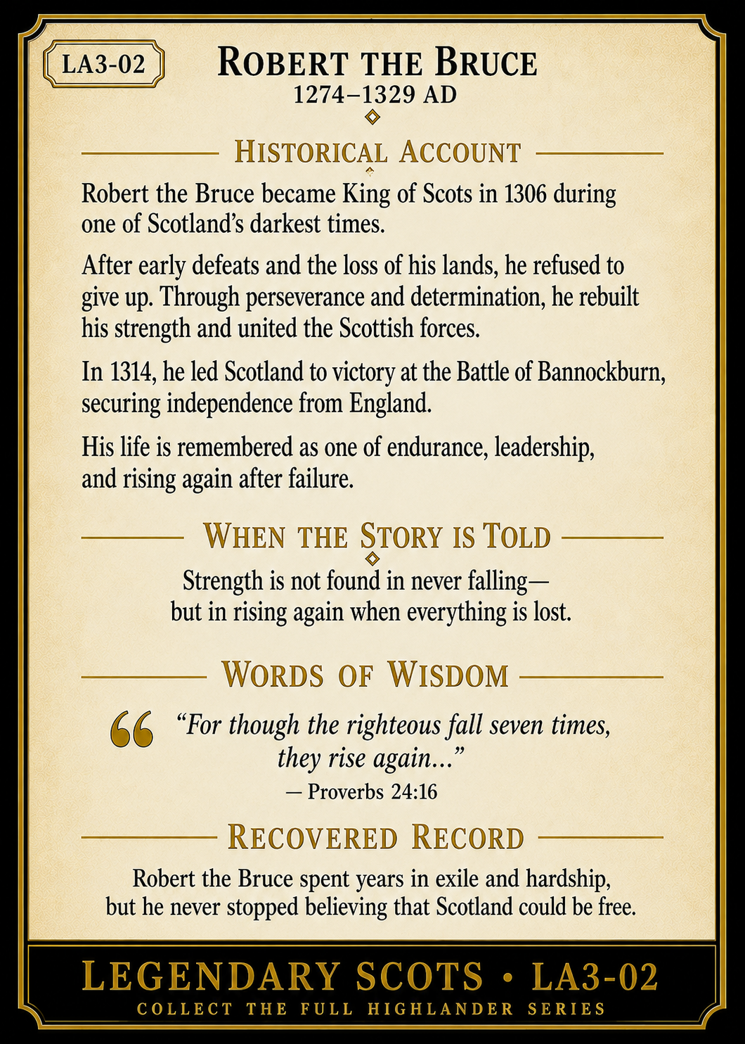 Robert the Bruce – Legendary Scots Series | Official Renaissance Collector Card