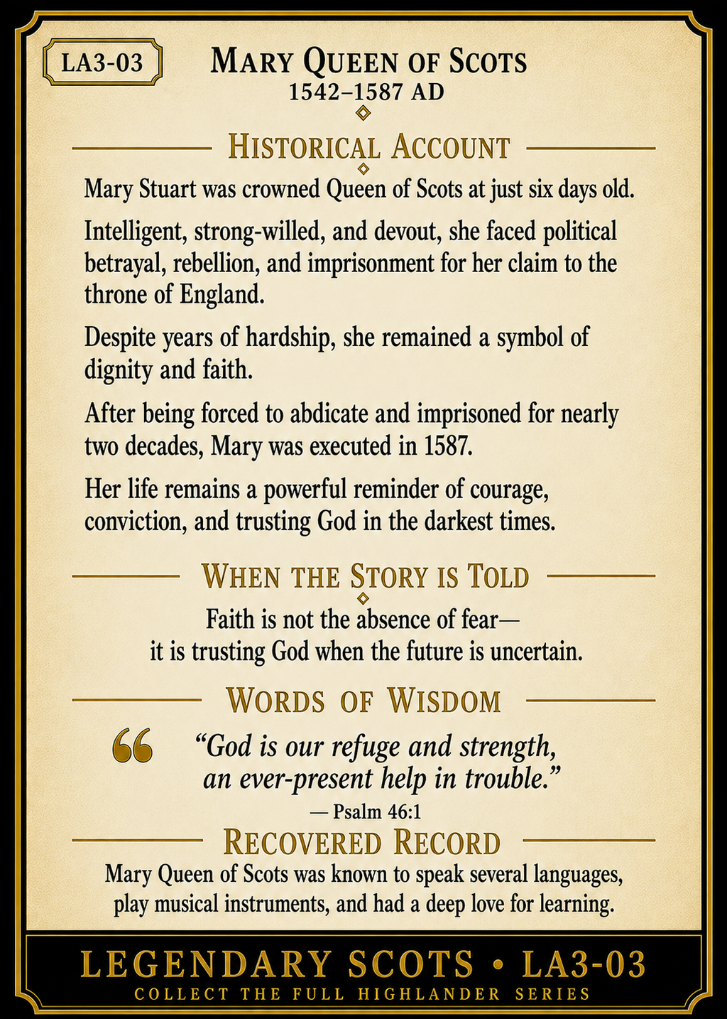 Legendary Scots Series Pack – Official Renaissance Collector Cards