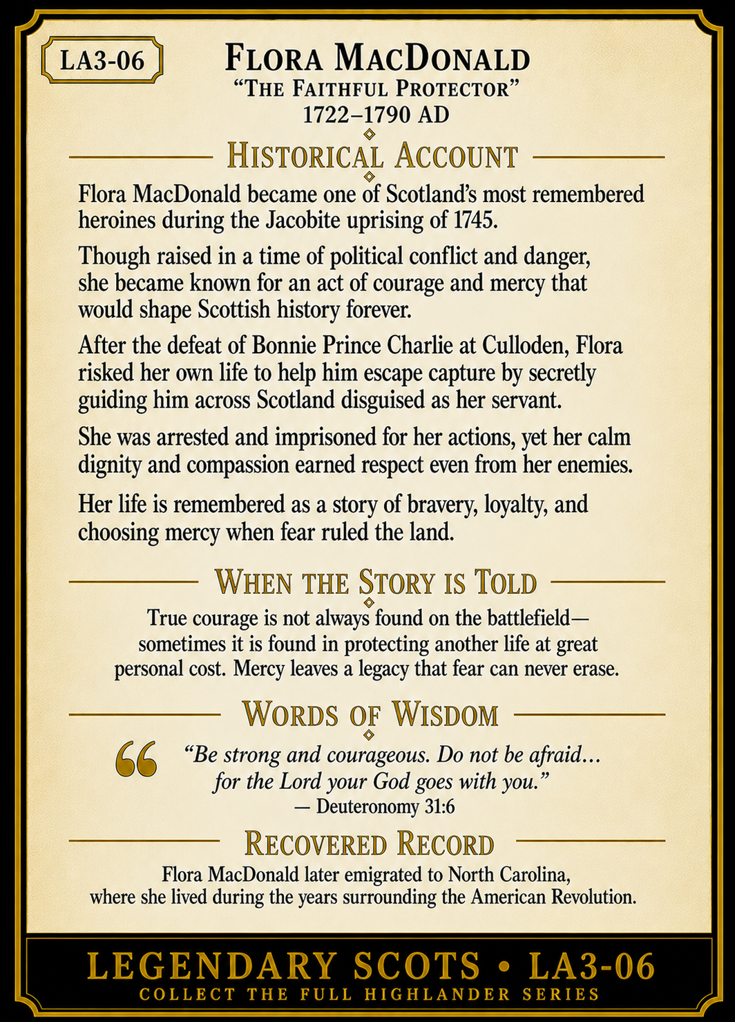 Flora MacDonald – Legendary Scots Series | Official Renaissance Collector Card