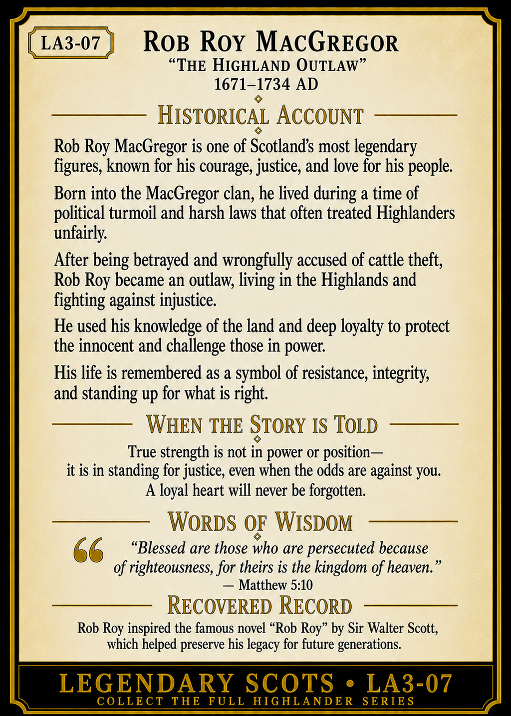 Legendary Scots Series Pack – Official Renaissance Collector Cards