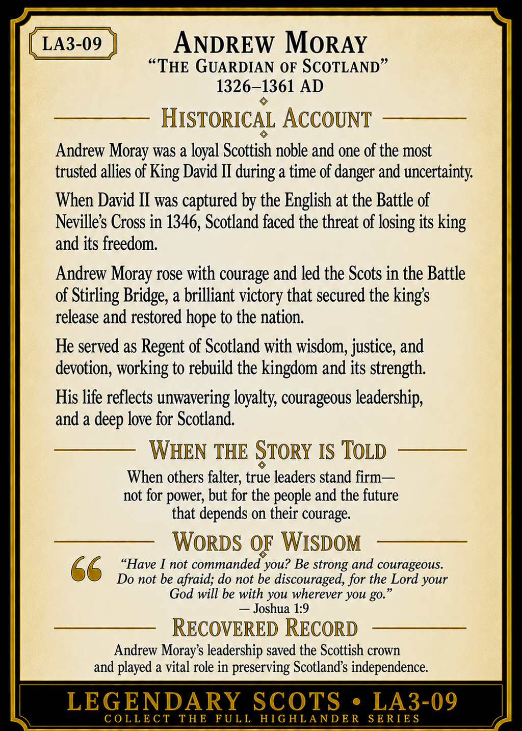 Andrew Moray – Legendary Scots Series | Official Renaissance Collector Card