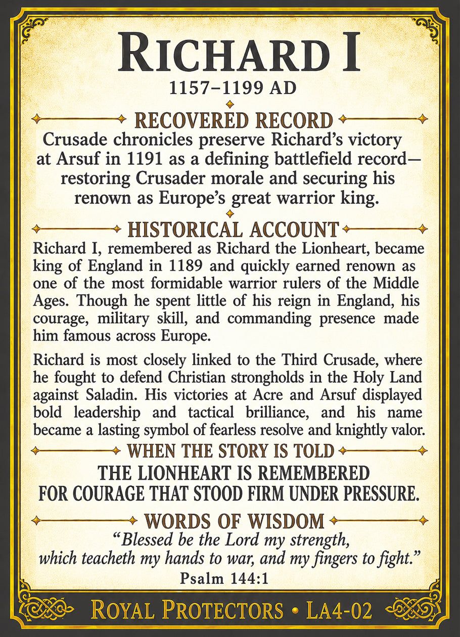 Richard I of England (The Lionheart) – Royal Protectors Series | Official Renaissance Collector Card