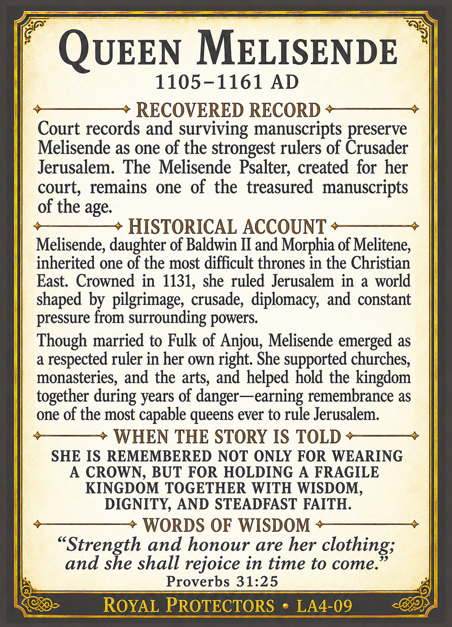Queen Melisende of Jerusalem – Royal Protectors Series | Official Renaissance Collector Card