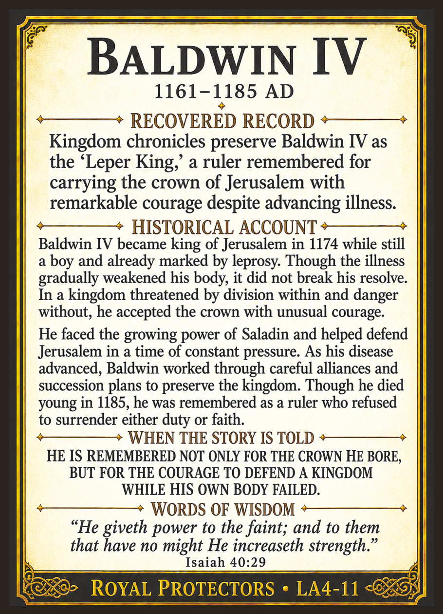 Baldwin IV of Jerusalem (The Leper King) – Royal Protectors Series | Official Renaissance Collector Card