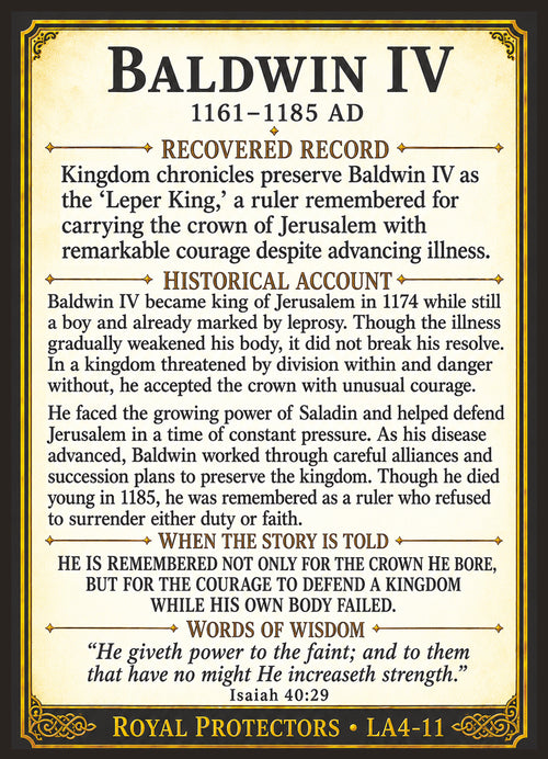 Baldwin IV of Jerusalem (The Leper King) – Royal Protectors Series | Official Renaissance Collector Card