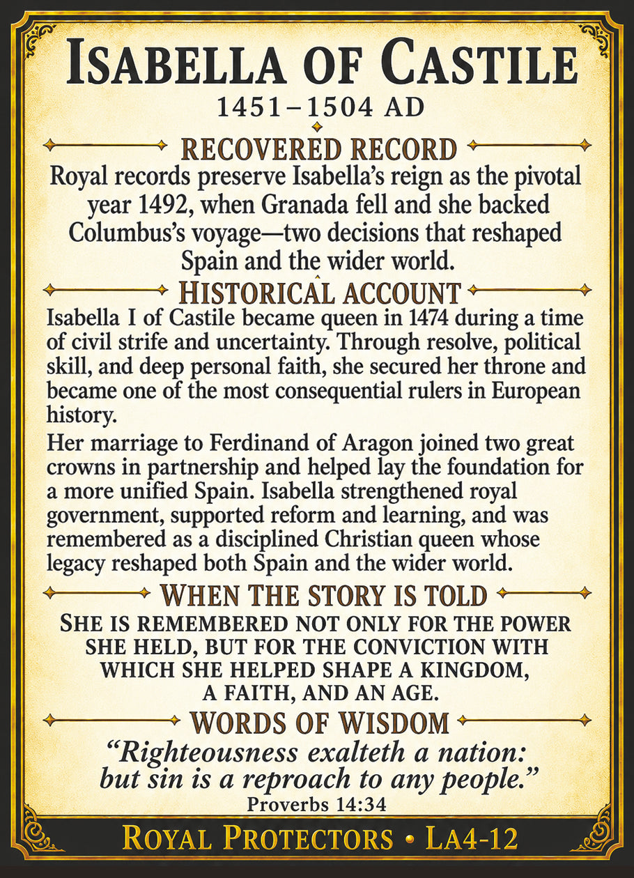 Isabella I of Castile – Royal Protectors Series | Official Renaissance Collector Card