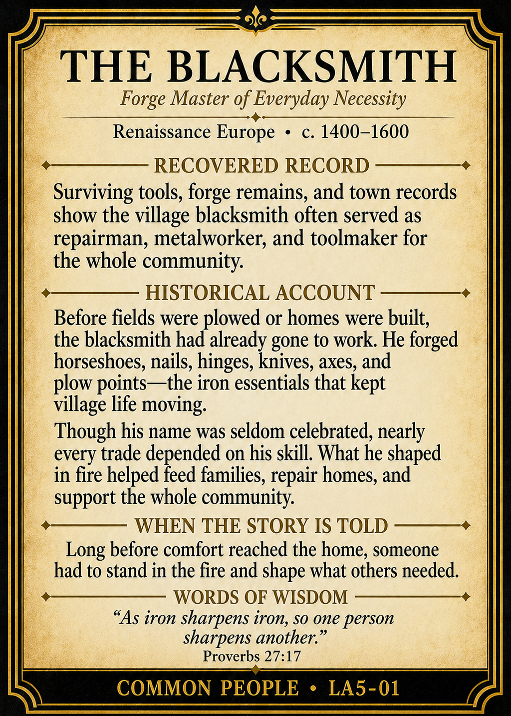 Common People Series Pack – Official Renaissance Collector Cards
