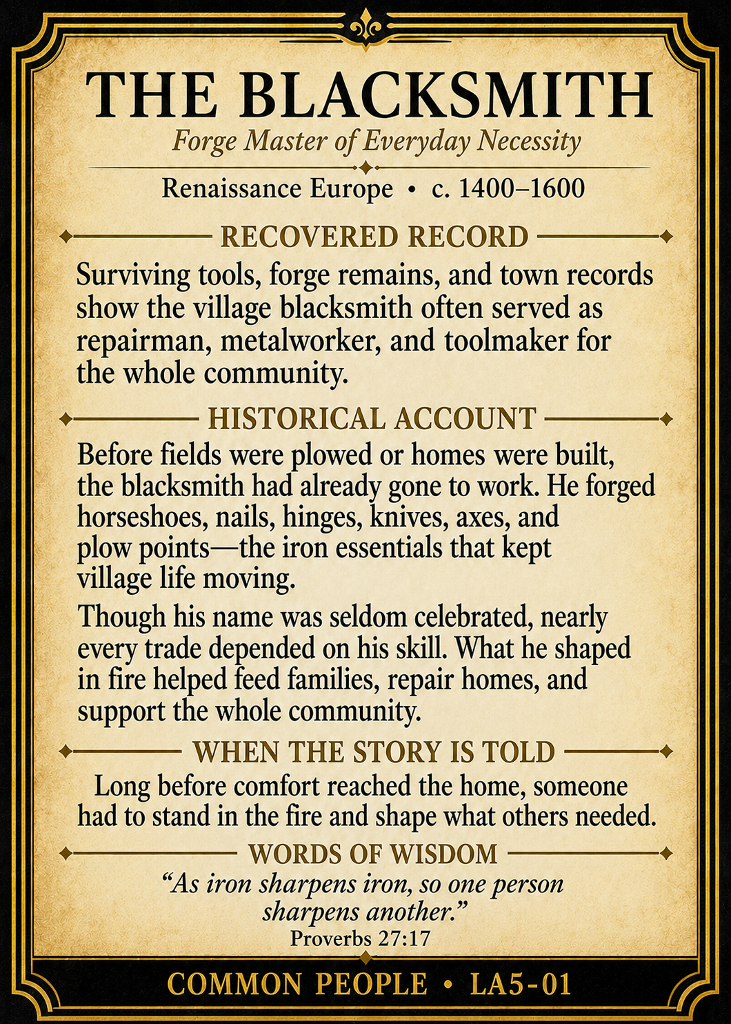 The Blacksmith – Common People Series | Official Renaissance Collector Card
