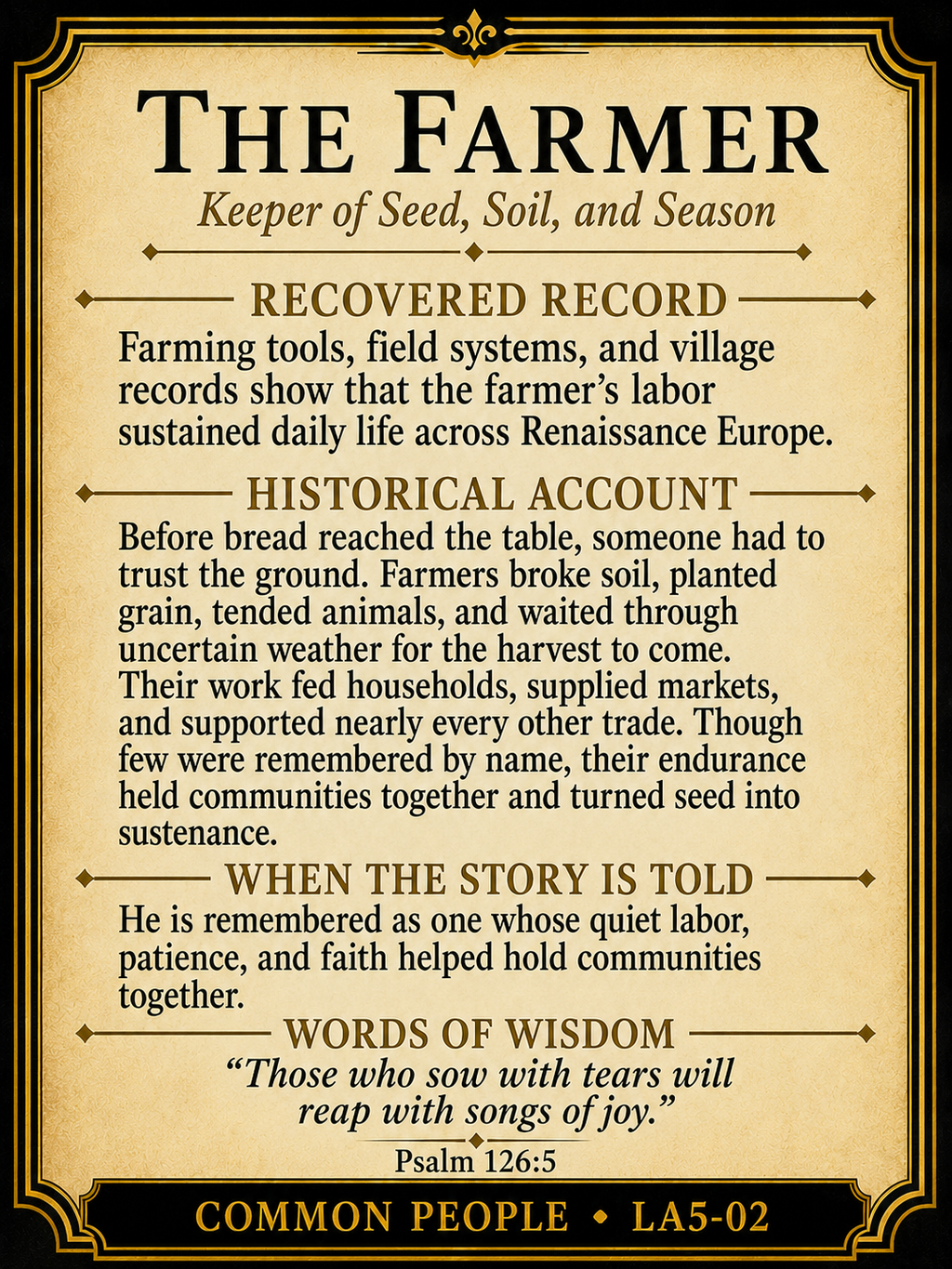 The Farmer – Common People Series | Official Renaissance Collector Card