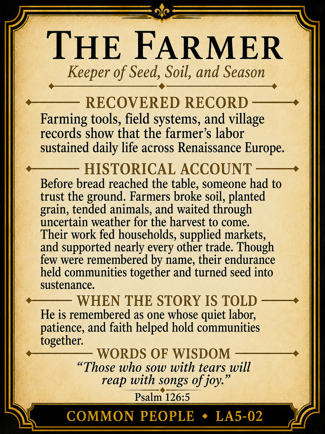 The Farmer – Common People Series | Official Renaissance Collector Card