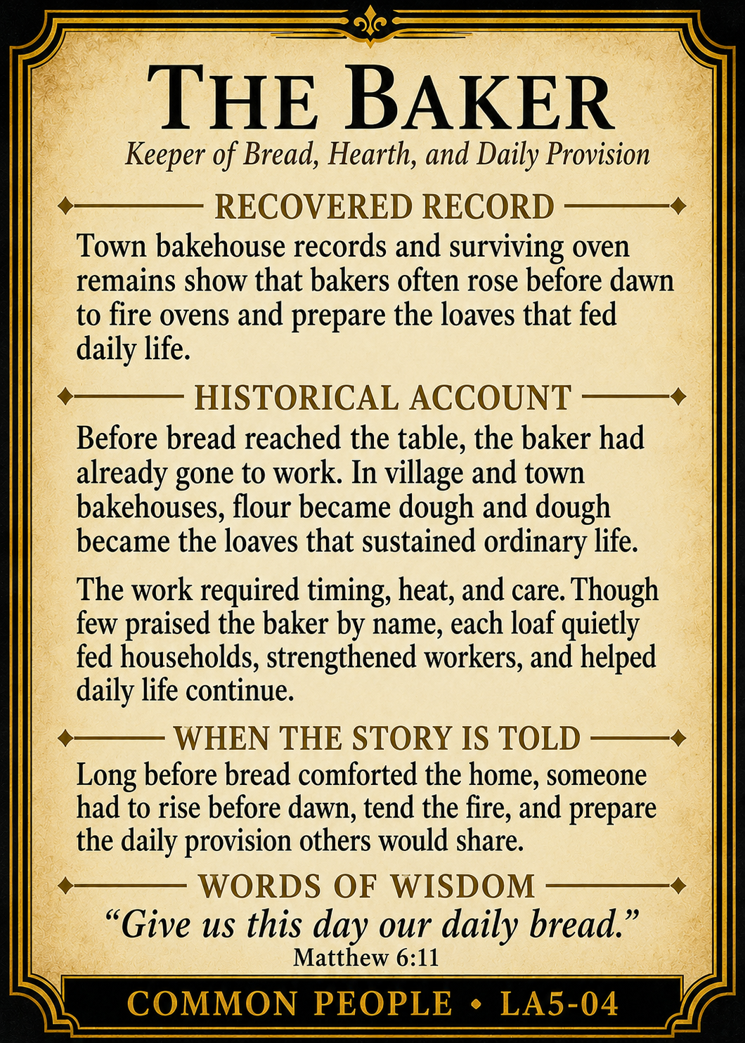 The Baker – Common People Series | Official Renaissance Collector Card