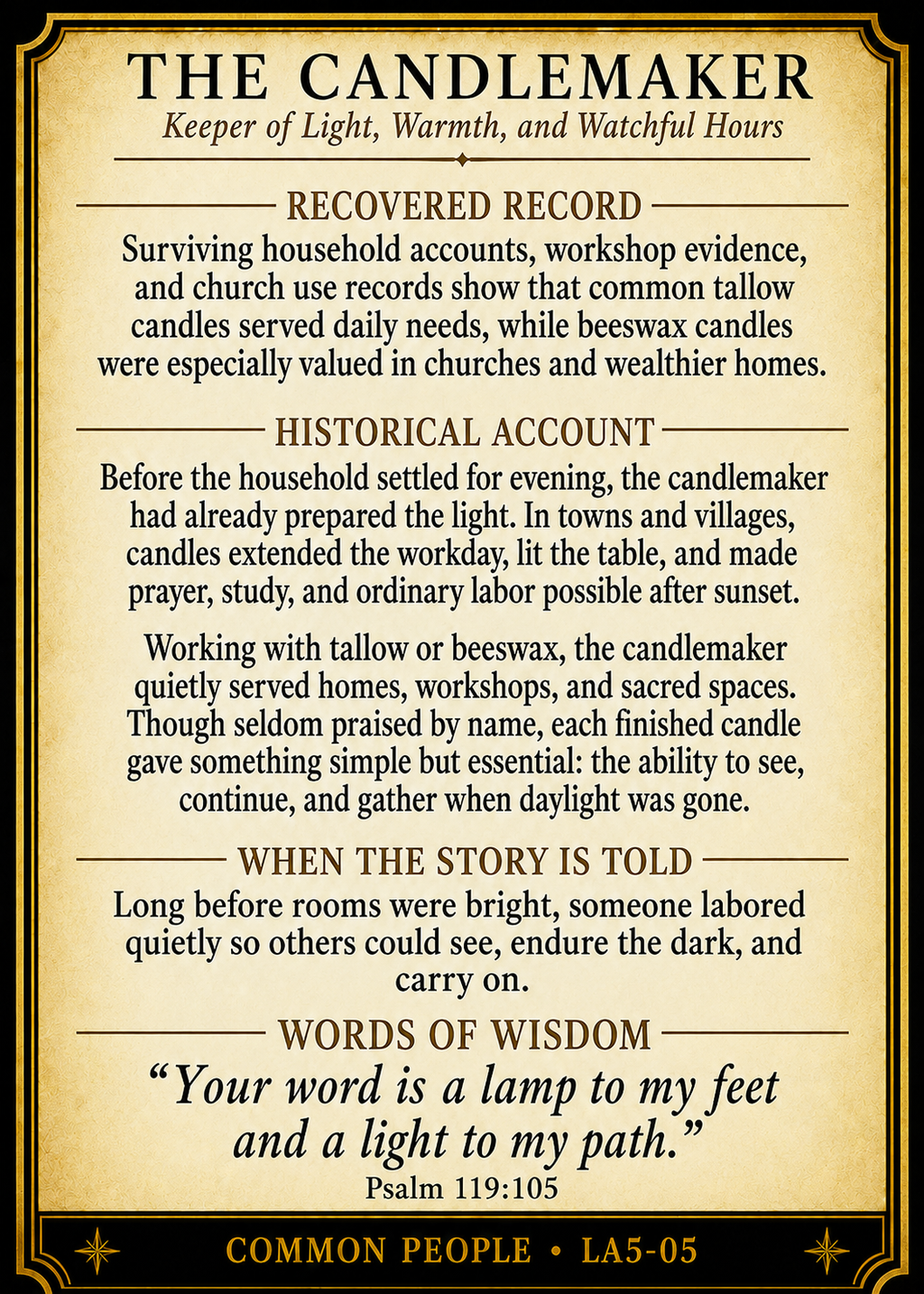 The Candle Maker – Common People Series | Official Renaissance Collector Card