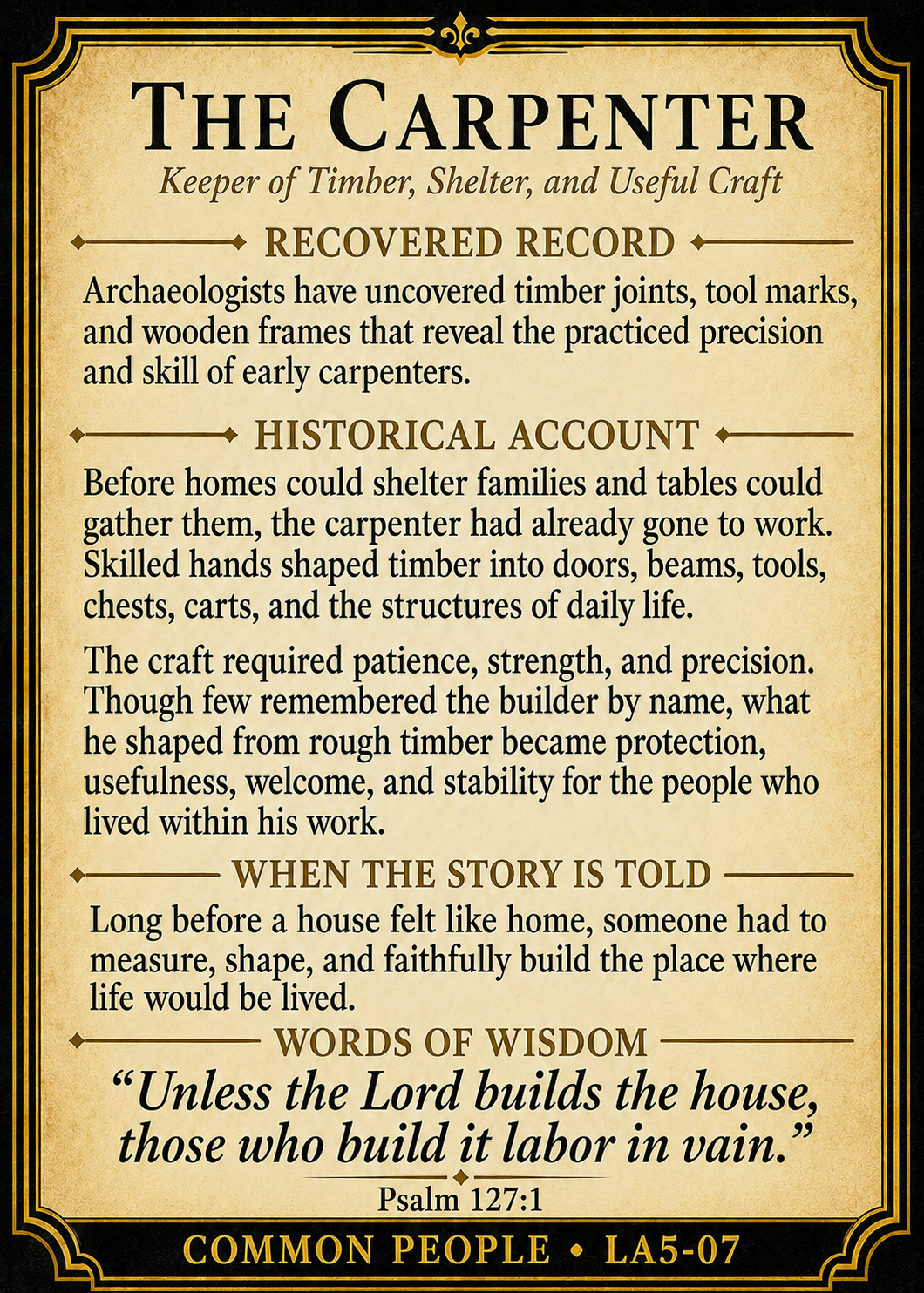 The Carpenter – Common People Series | Official Renaissance Collector Card
