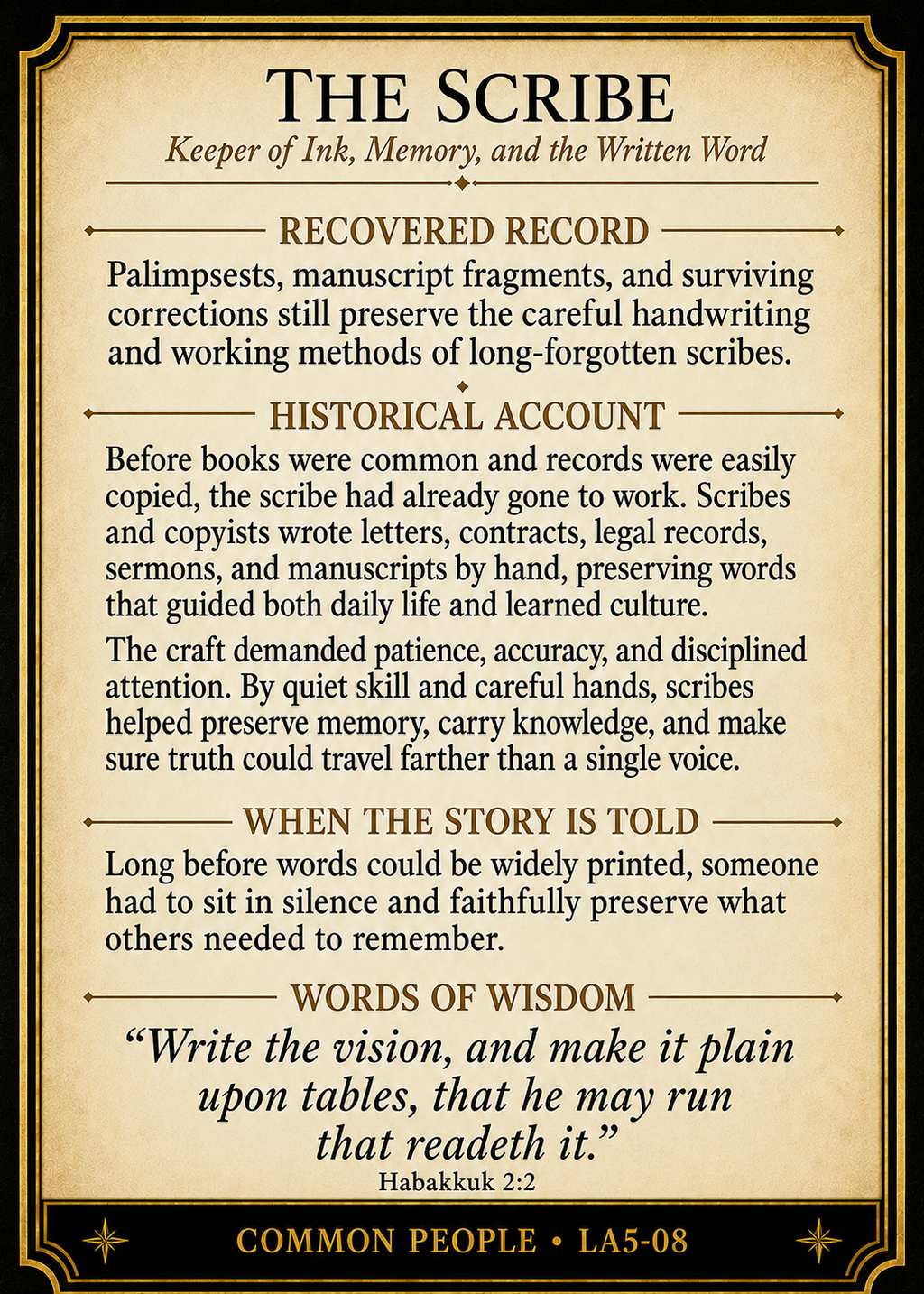 The Scribe – Common People Series | Official Renaissance Collector Card