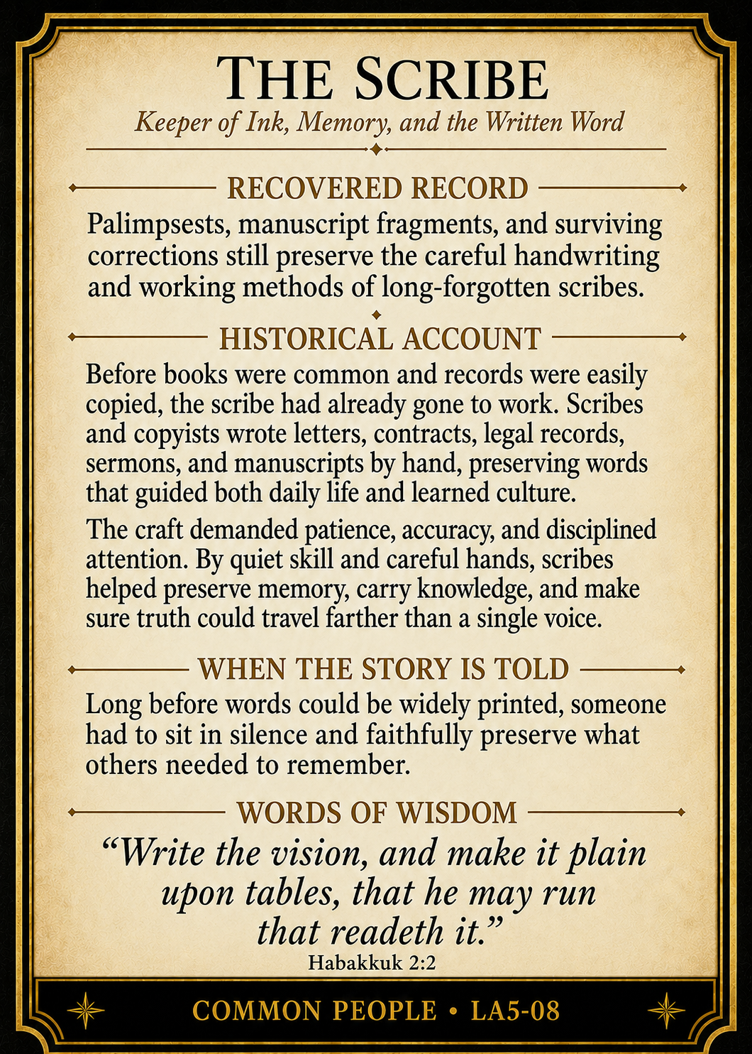 The Scribe – Common People Series | Official Renaissance Collector Card
