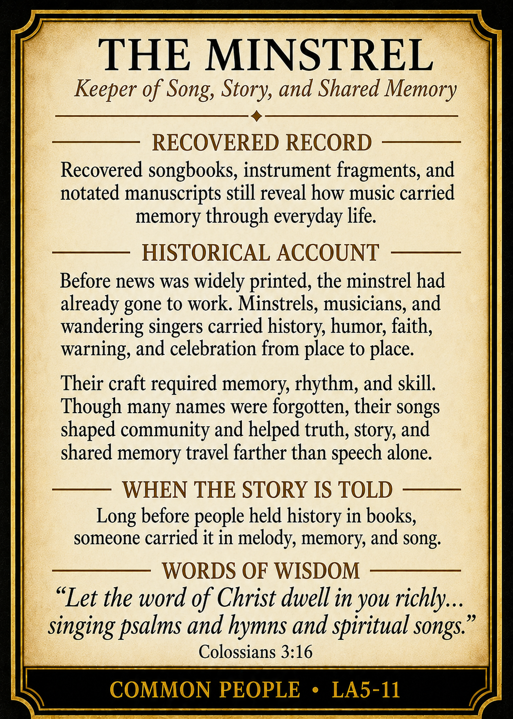 The Minstrel – Common People Series | Official Renaissance Collector Card