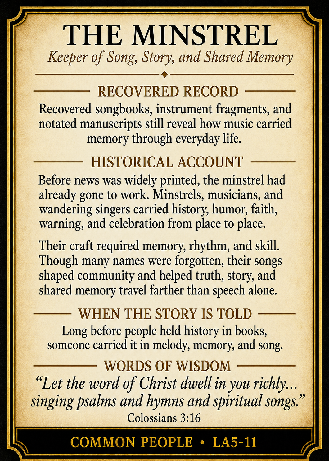 The Minstrel – Common People Series | Official Renaissance Collector Card