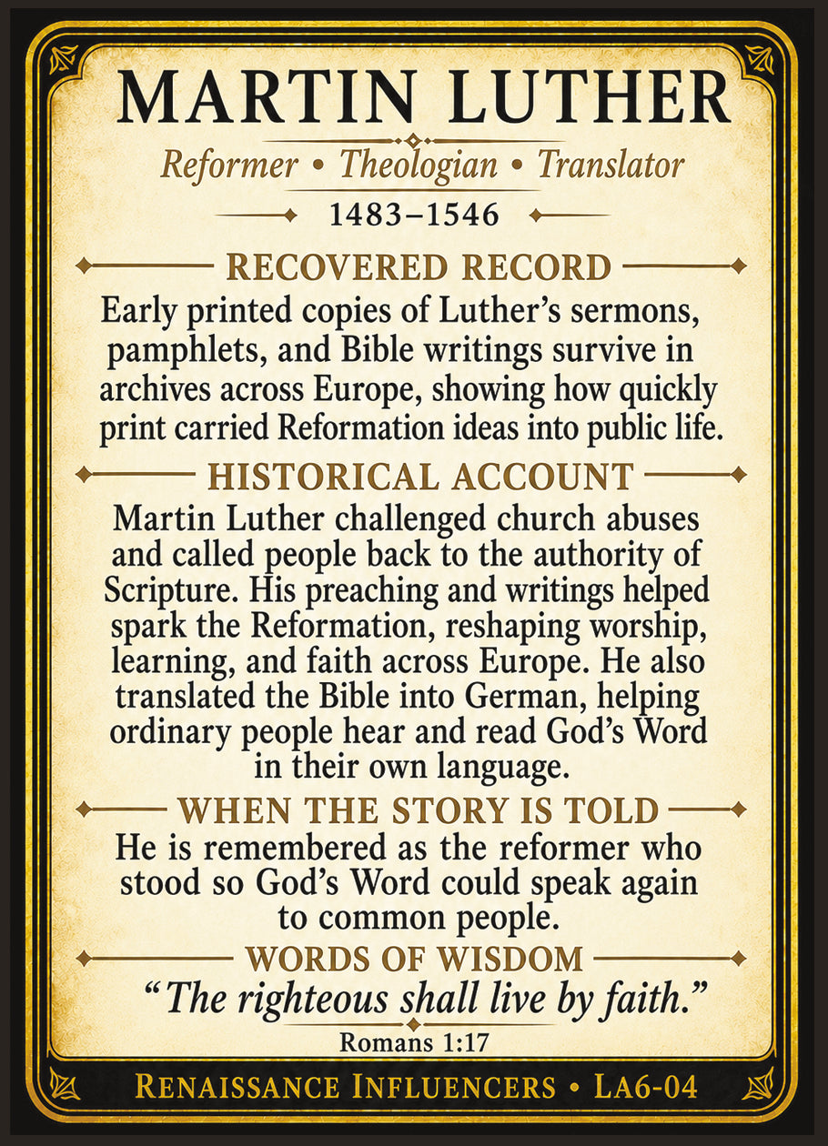 Martin Luther – Renaissance Influencers Series | Official Renaissance Collector Card