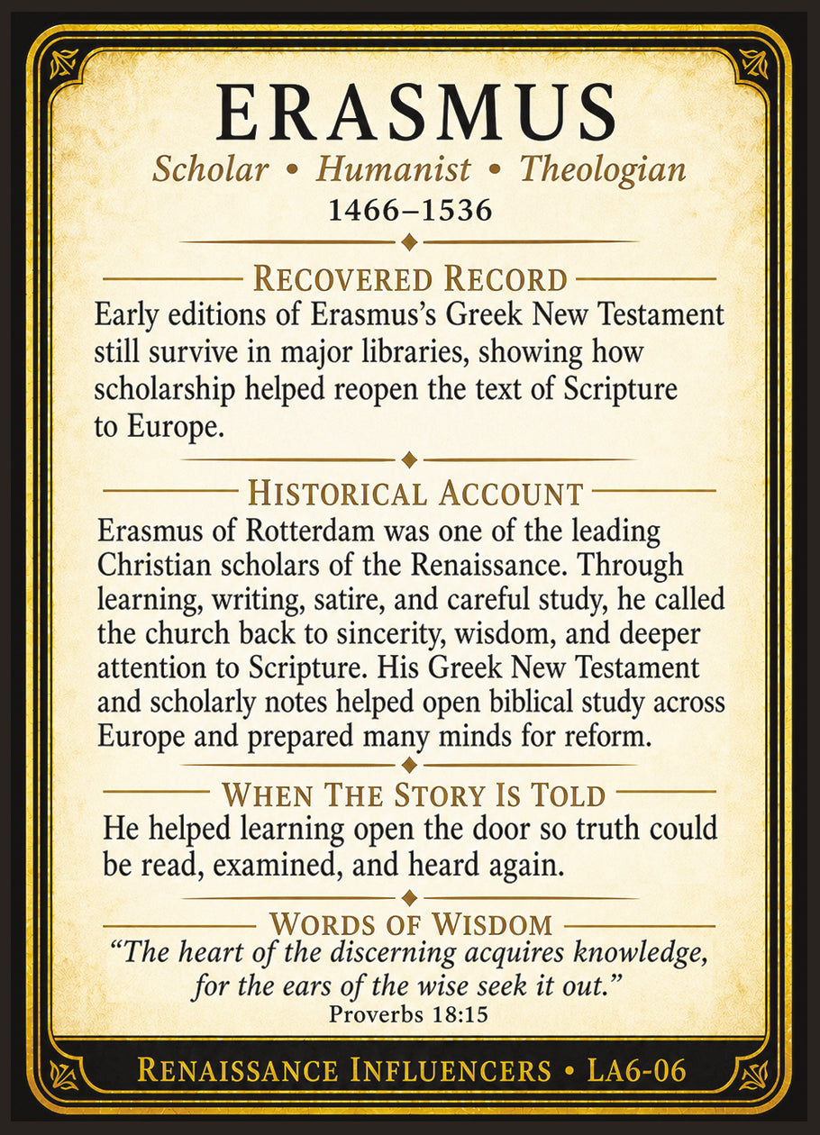 Erasmus of Rotterdam – Renaissance Influencers Series | Official Renaissance Collector Card