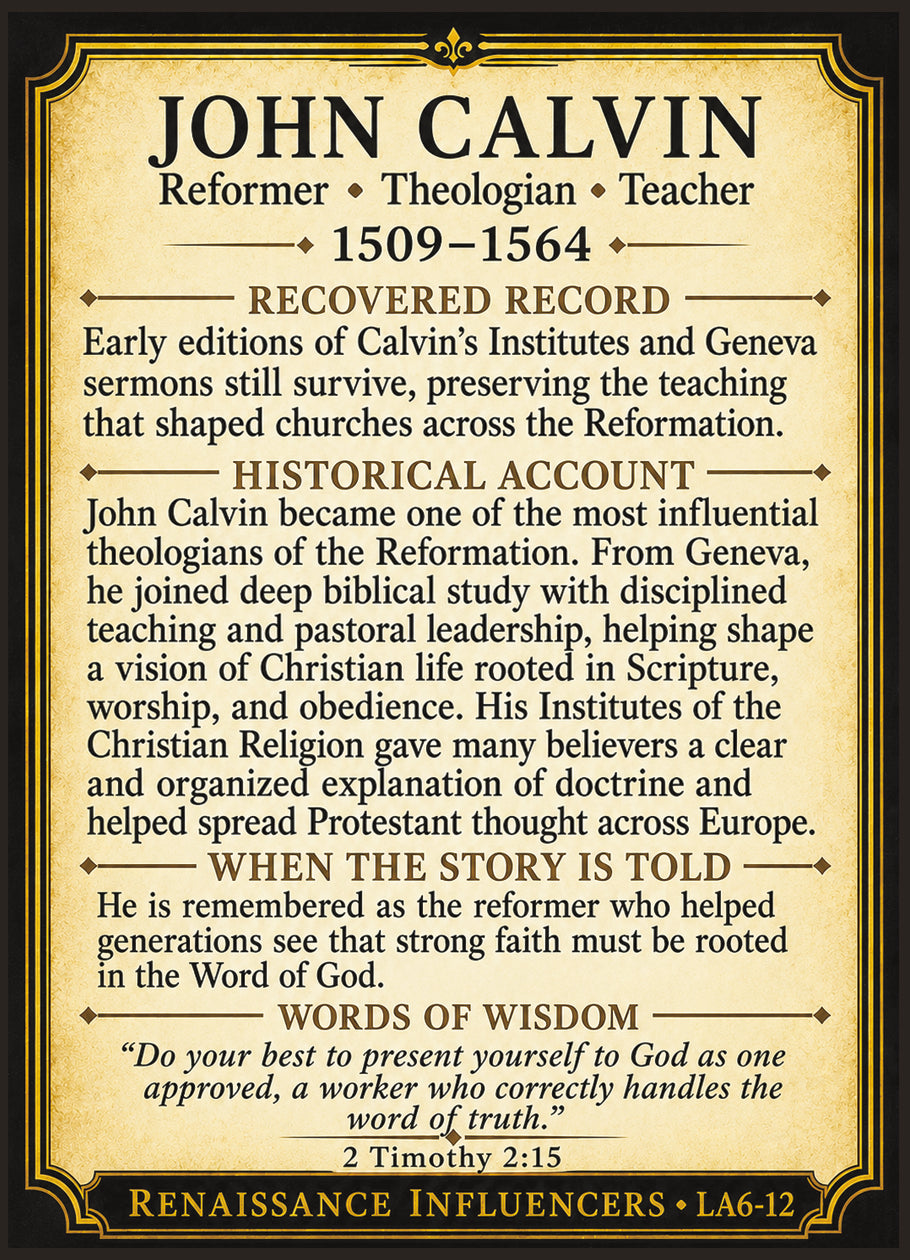John Calvin – Renaissance Influencers Series | Official Renaissance Collector Card