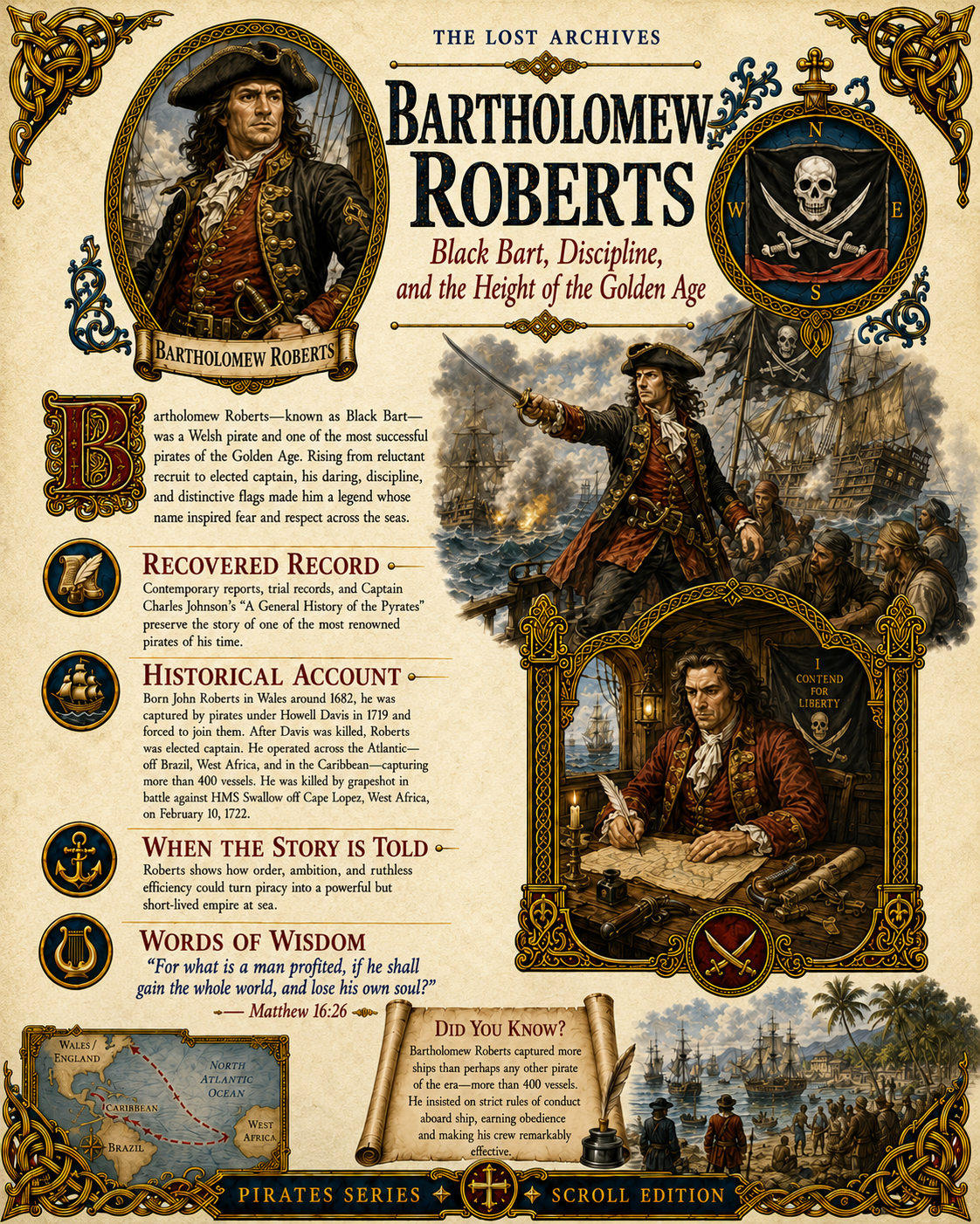 Bartholomew Roberts – Pirates Series | Official Lost Archives Scroll Edition