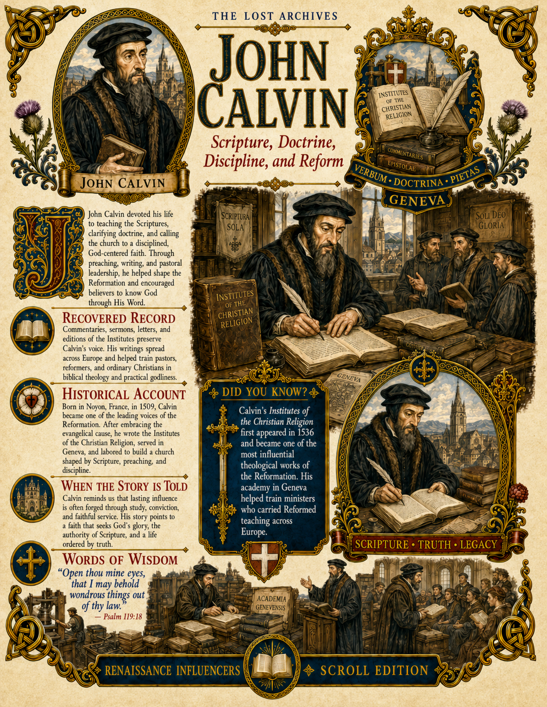 John Calvin – Renaissance Influencers Series | Official Lost Archives Scroll Edition