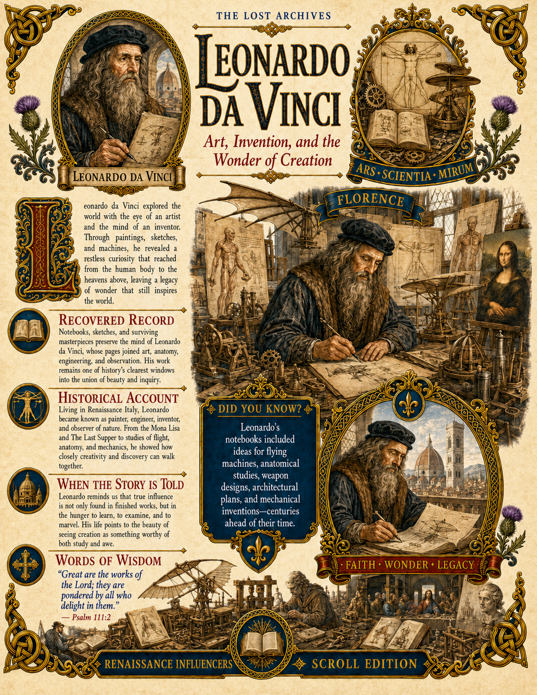 Leonardo da Vinci – Renaissance Influencers Series | Official Lost Archives Scroll Edition