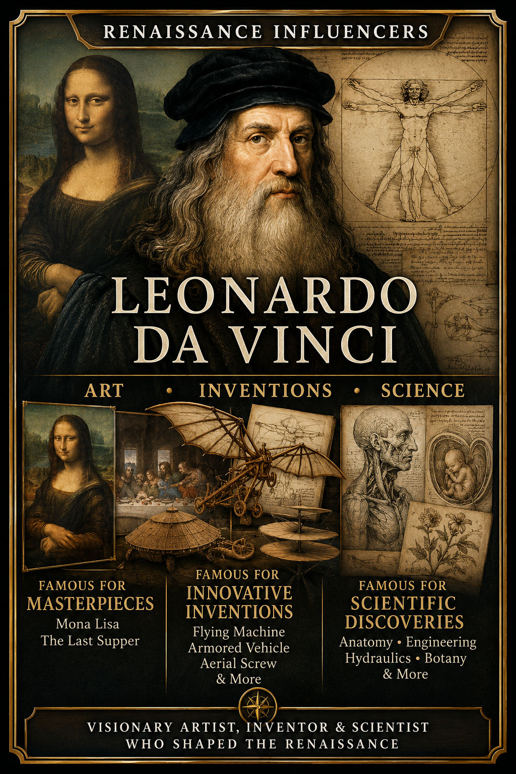 Leonardo da Vinci – Art, Inventions & Science | Renaissance Influencers | Lost Archives Poster