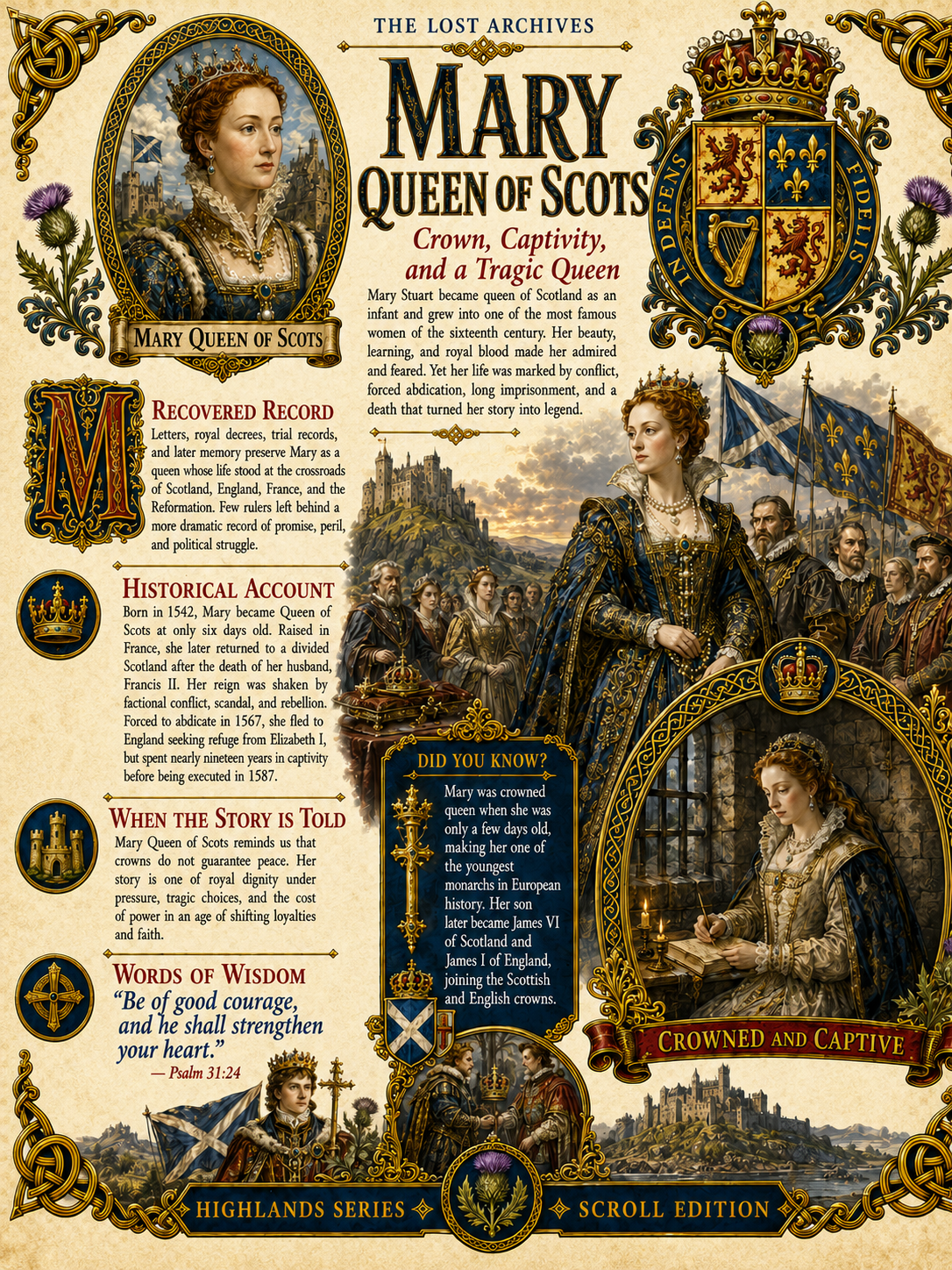 Mary Queen of Scots – Crown, Captivity, and a Tragic Queen | Highlands Series | Lost Archives Scroll