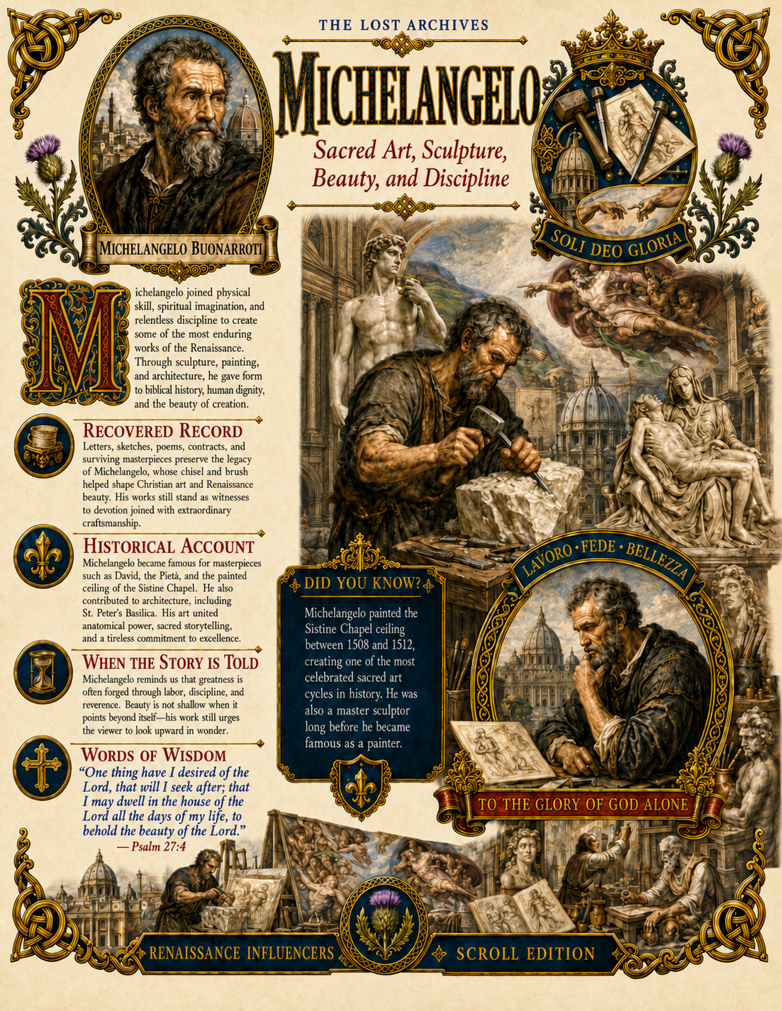 Michelangelo Buonarroti – Renaissance Influencers Series | Official Lost Archives Scroll Edition