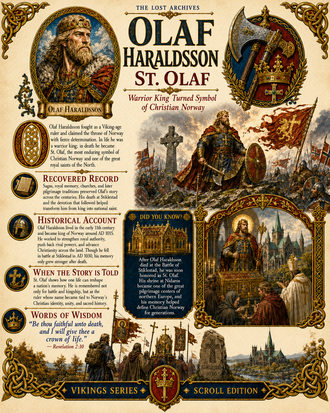 King Olaf II Haraldsson (Saint Olaf) – Vikings Series | Official Lost Archives Scroll Edition