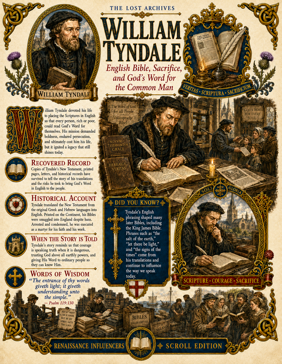 William Tyndale – Renaissance Influencers Series | Official Lost Archives Scroll Edition