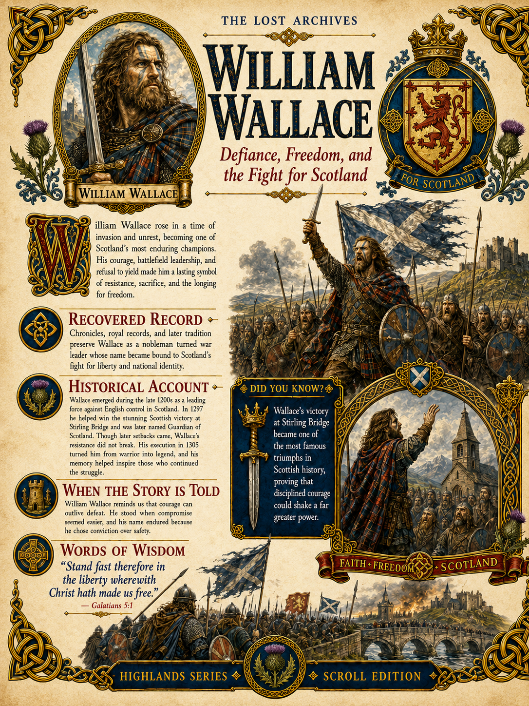 William Wallace – Defiance, Freedom, and the Fight for Scotland | Highland Series | Lost Archives Scroll