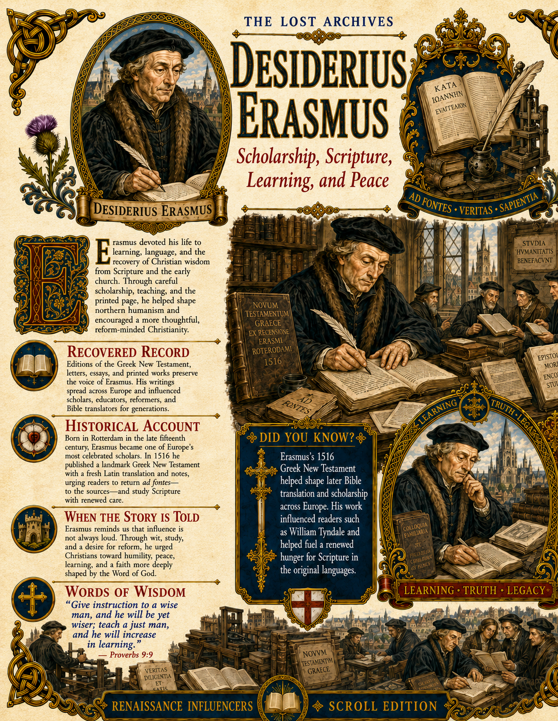 Desiderius Erasmus – Renaissance Influencers Series | Official Lost Archives Scroll Edition