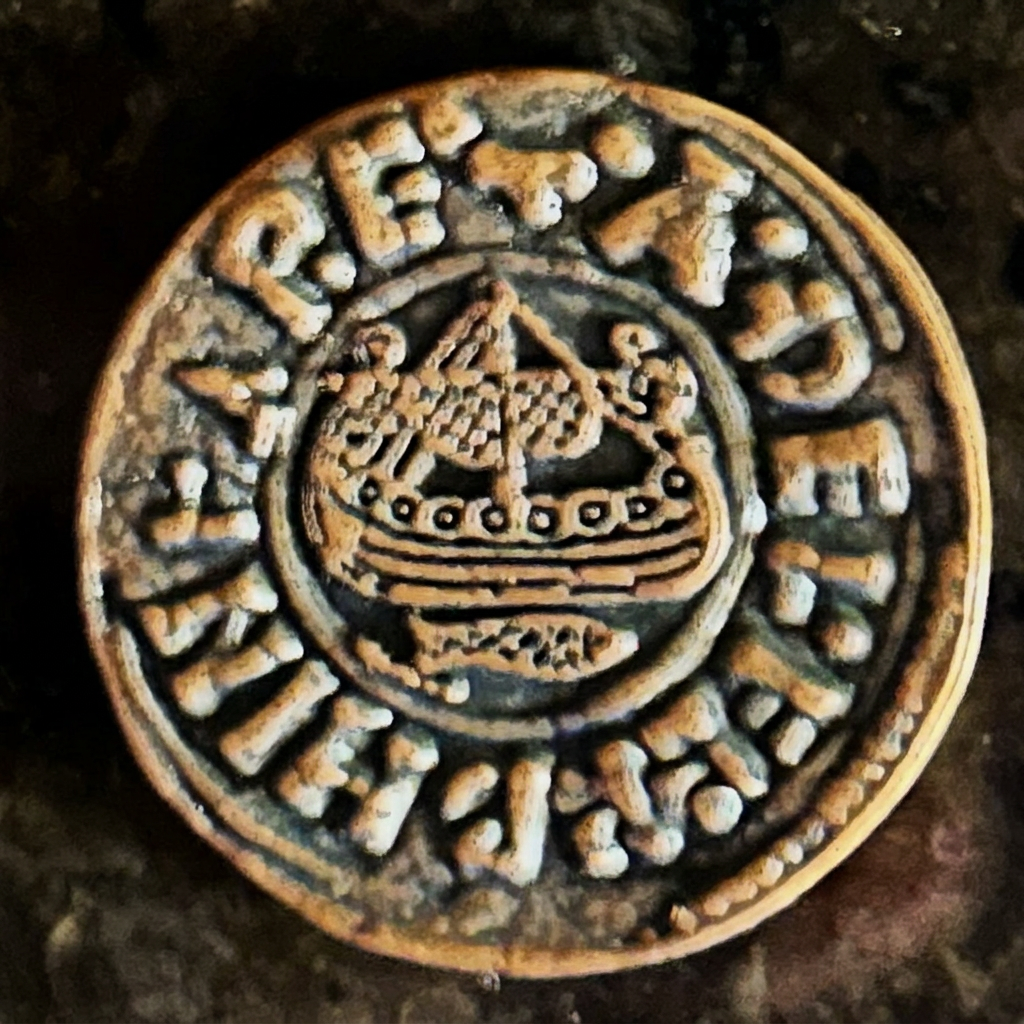 Sailing ship on the reverse of a Copper Raven Penny replica